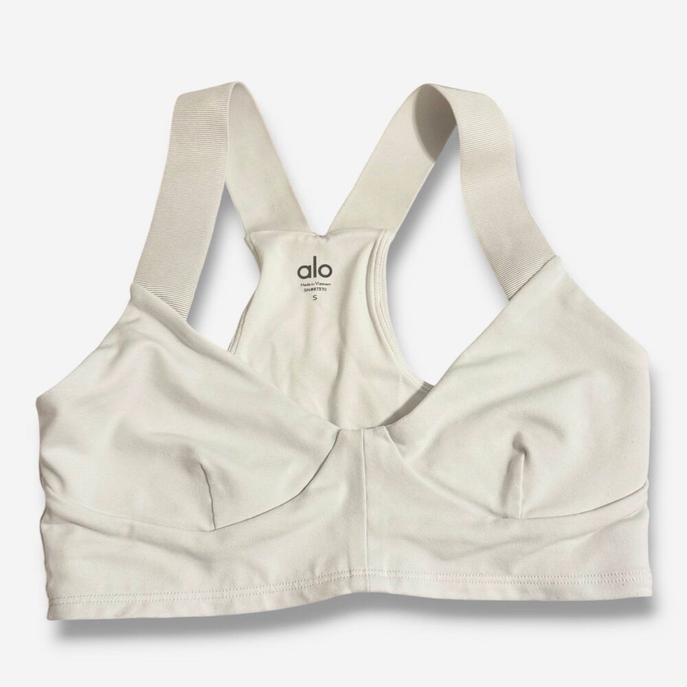 Alo Yoga Airbrush Rev It Up Bra in White/Ivory | Size Small | EUC